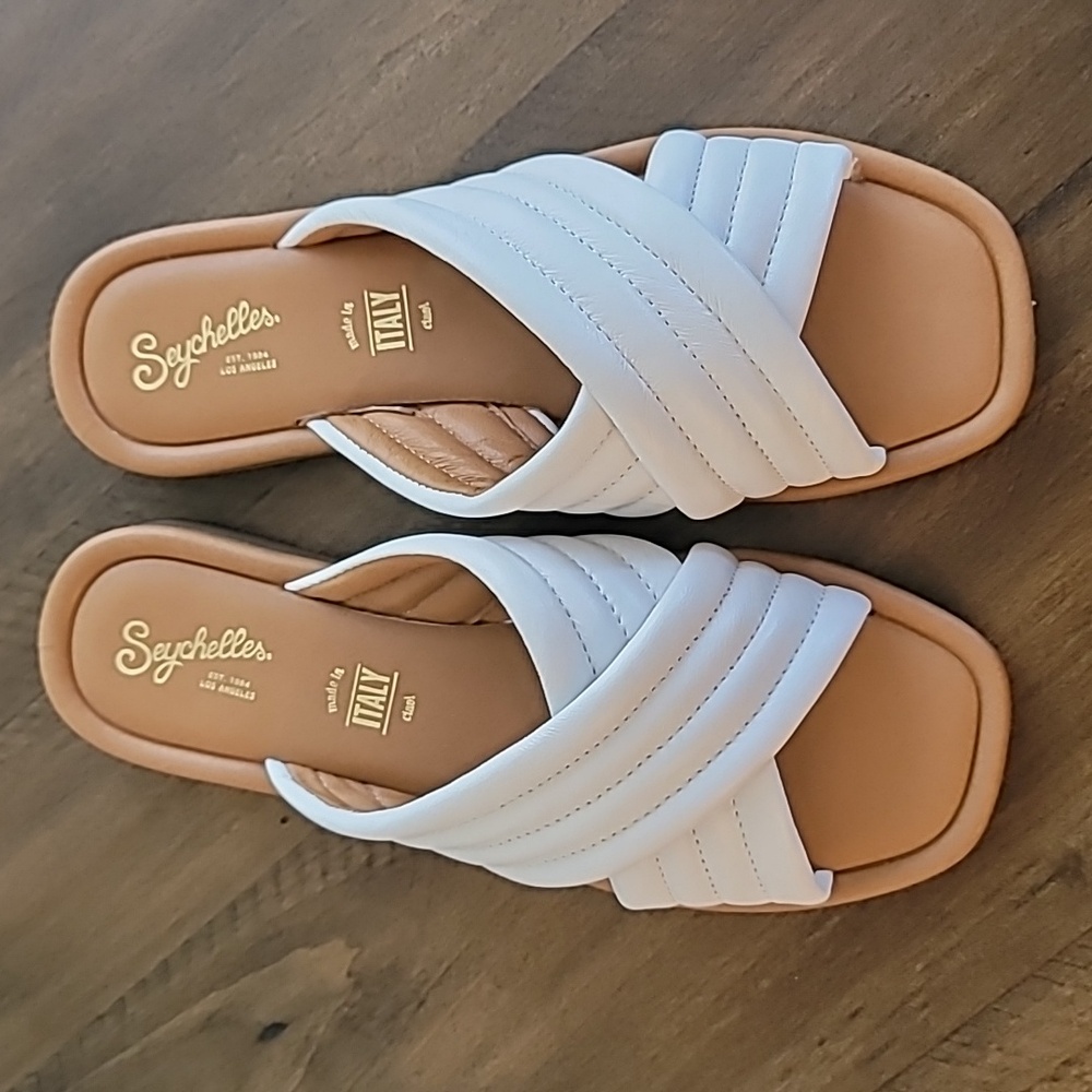 SEYCHELLES Word for Word White Leather Sandals 8 NIB